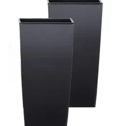 Bloempotten-Prosperplast Bloempot/plantenpot Urbi - antraciet - 19 x 19 x 37 cm