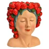 Merkloos Bloempot/vaas vrouwenhoofd - aardbeienmeisje - 22 x 28 x 21 cm