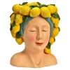 Merkloos Bloempot/vaas vrouwenhoofd - citroenenmeisje - 22 x 28 x 21 cm