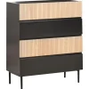 Leen Bakker BLYTHE- Ladekast 4 lades - Zwart/Bruin - MDF