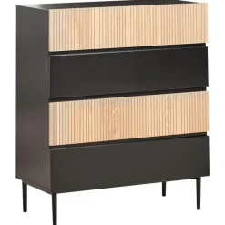 Leen Bakker BLYTHE- Ladekast 4 lades - Zwart/Bruin - MDF
