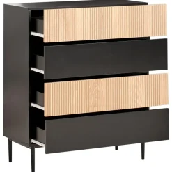 Leen Bakker BLYTHE- Ladekast 4 lades - Zwart/Bruin - MDF