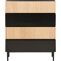 Leen Bakker BLYTHE- Ladekast 4 lades - Zwart/Bruin - MDF
