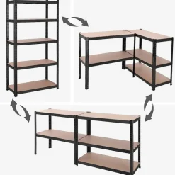 Stellingkasten-Bobbel Home Bobbel Garden- Stellingkast - 5 planken - 180 x 90 x 40 cm - Zwart