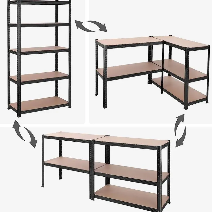 Stellingkasten-Bobbel Home Bobbel Garden- Stellingkast - 5 planken - 180 x 90 x 40 cm - Zwart