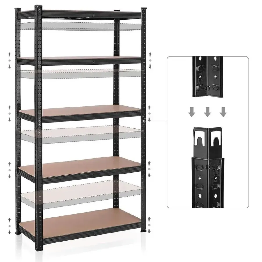 Stellingkasten-Bobbel Home Bobbel Garden- Stellingkast - 5 planken - 180 x 90 x 40 cm - Zwart