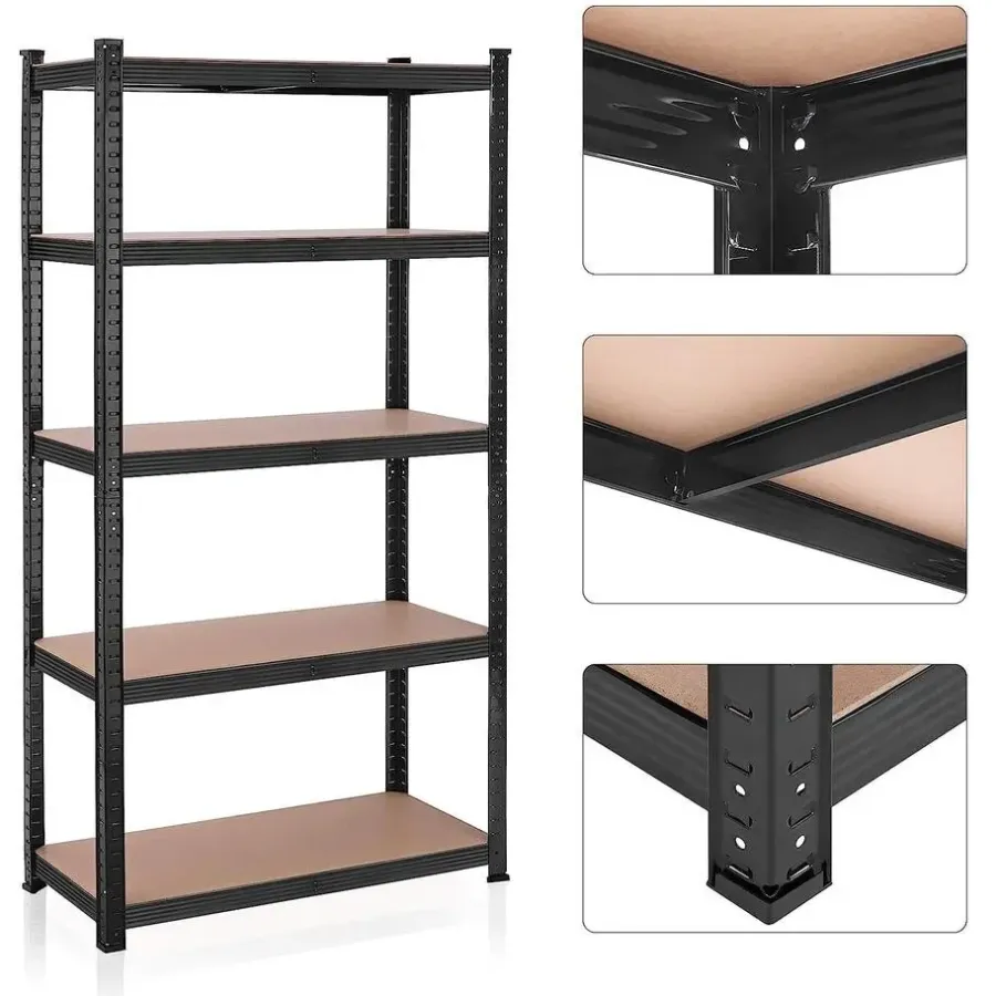 Stellingkasten-Bobbel Home Bobbel Garden- Stellingkast - 5 planken - 180 x 90 x 40 cm - Zwart