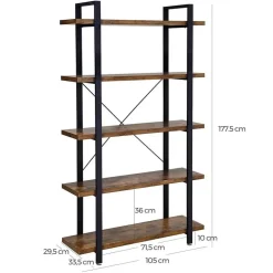 Boekenkasten|Boekenkasten-Bobbel Home - Boekenrek - Hout/Metaal - Bruin