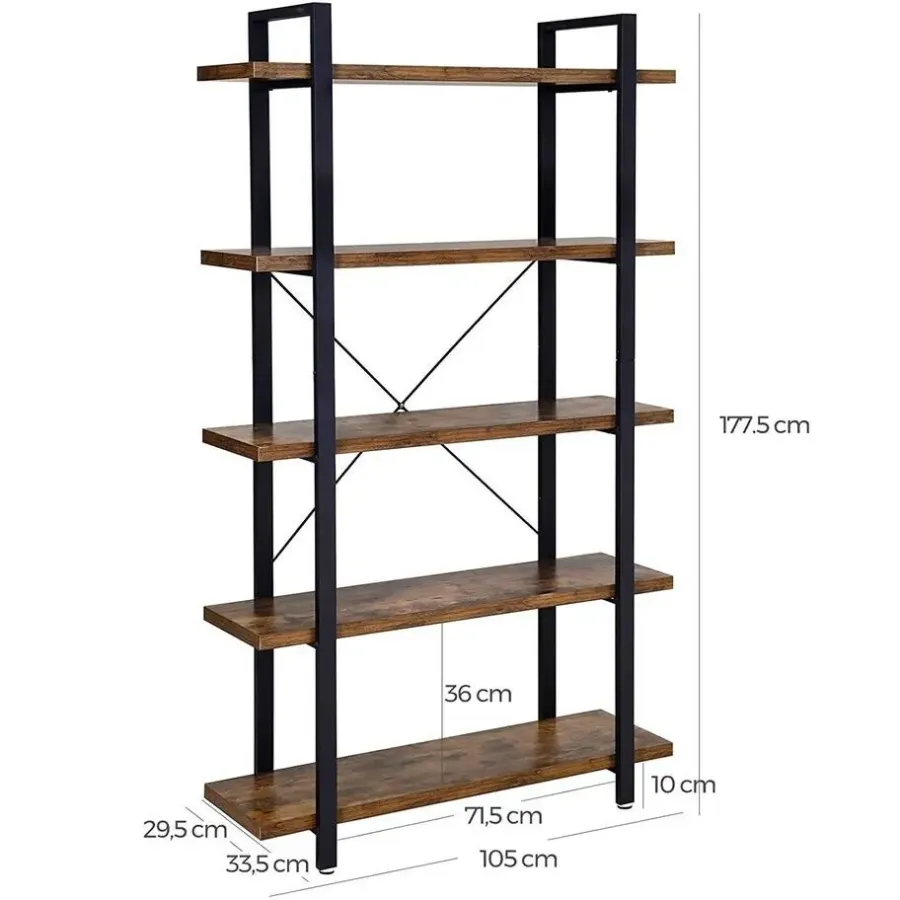 Boekenkasten|Boekenkasten-Bobbel Home - Boekenrek - Hout/Metaal - Bruin