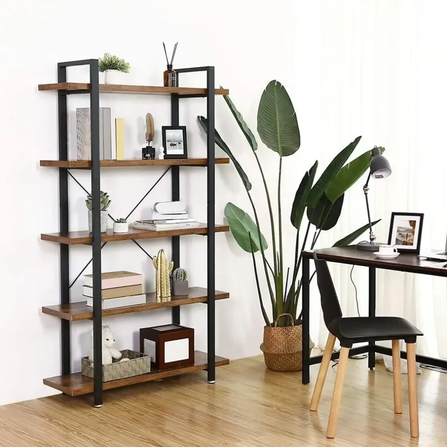 Boekenkasten|Boekenkasten-Bobbel Home - Boekenrek - Hout/Metaal - Bruin