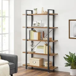Boekenkasten|Boekenkasten-Bobbel Home - Boekenrek - Hout/Metaal - Bruin