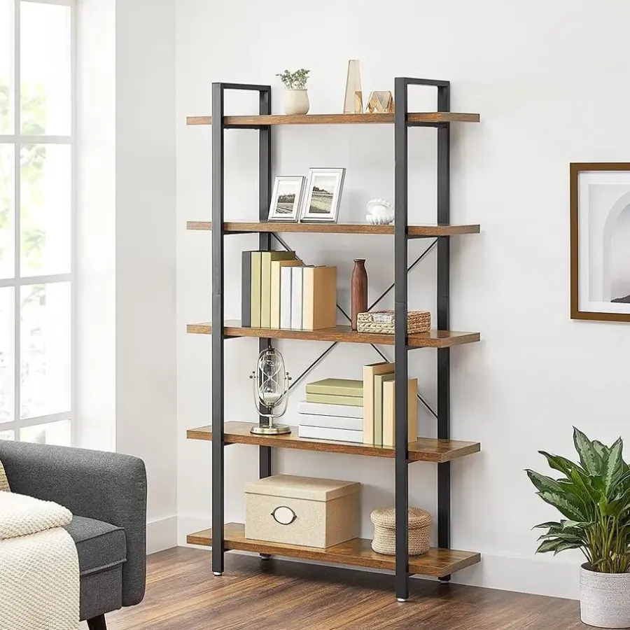 Boekenkasten|Boekenkasten-Bobbel Home - Boekenrek - Hout/Metaal - Bruin