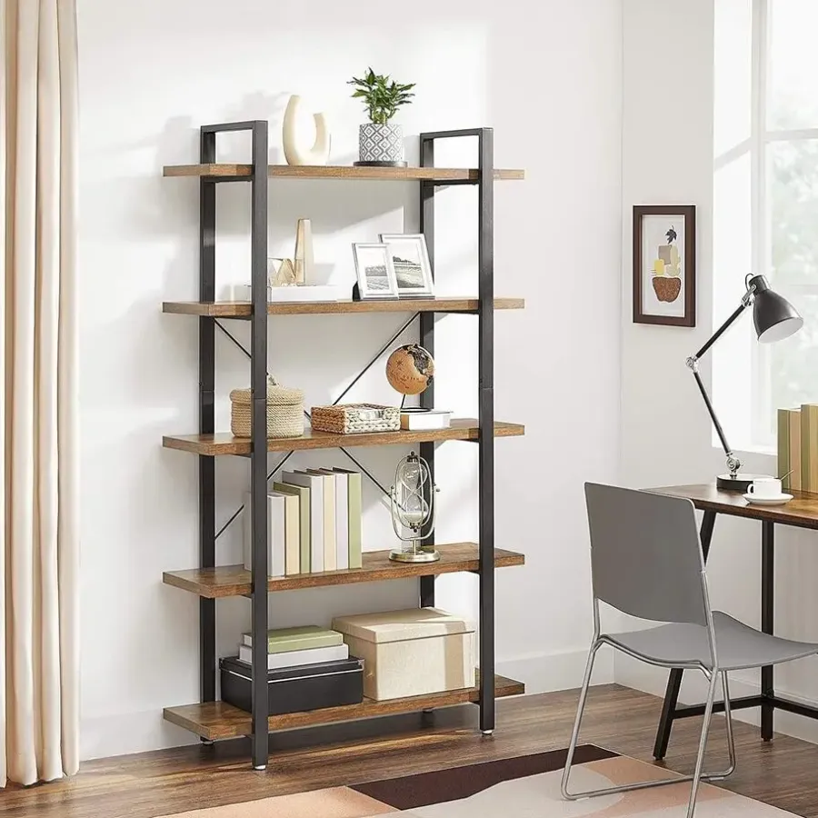 Boekenkasten|Boekenkasten-Bobbel Home - Boekenrek - Hout/Metaal - Bruin