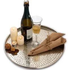 Bobbel Home - Decoratief Dienblad ø 40 cm Rond - Zilver - Metaal