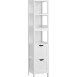 Hoge Kasten-Bobbel Home - Hoge kast voor badkamer, opbergmeubel op poten, wit