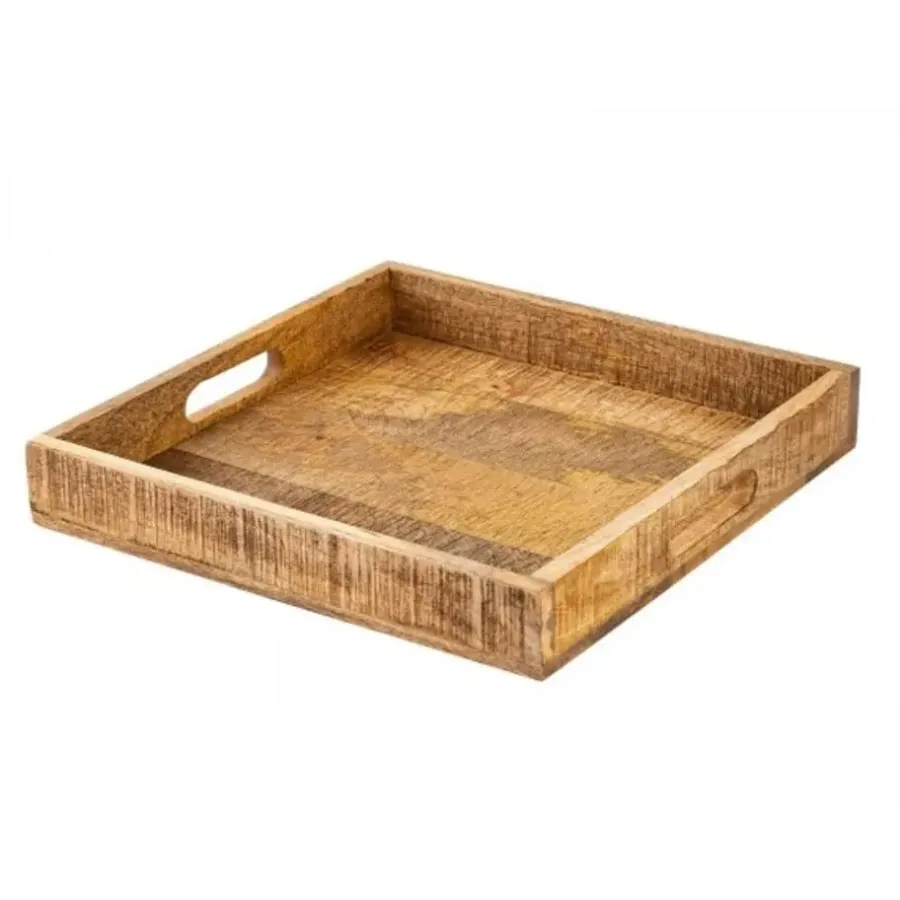 Dienbladen-Bobbel Home - Houten Dienblad - Decoratief Serveerblad -40x40cm - Bruin