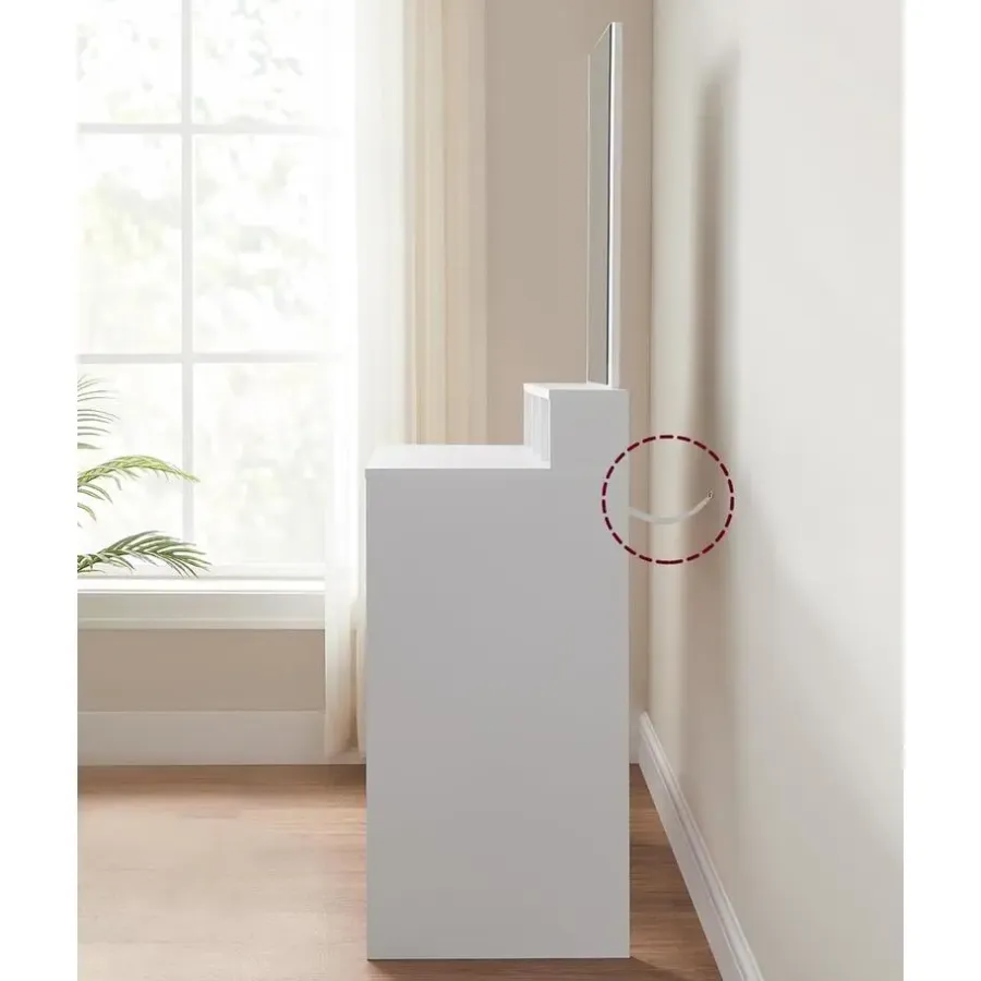Kaptafels-Parya Home Bobbel Home - Kaptafel met rechthoekige spiegel - Wit