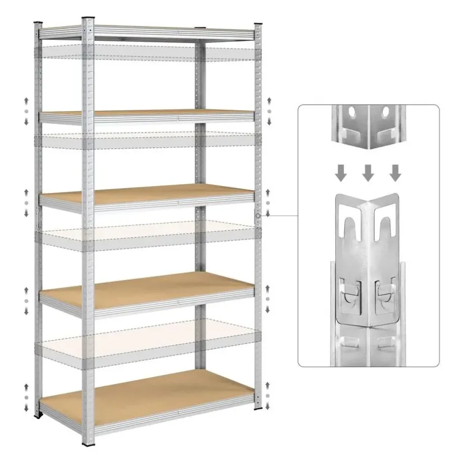 Stellingkasten-Parya Bobbel Home - Kelderkast - 200 x 100 x 50 cm - Zilverkleurig