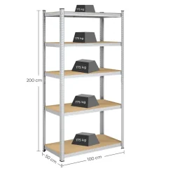 Stellingkasten-Parya Bobbel Home - Kelderkast - 200 x 100 x 50 cm - Zilverkleurig