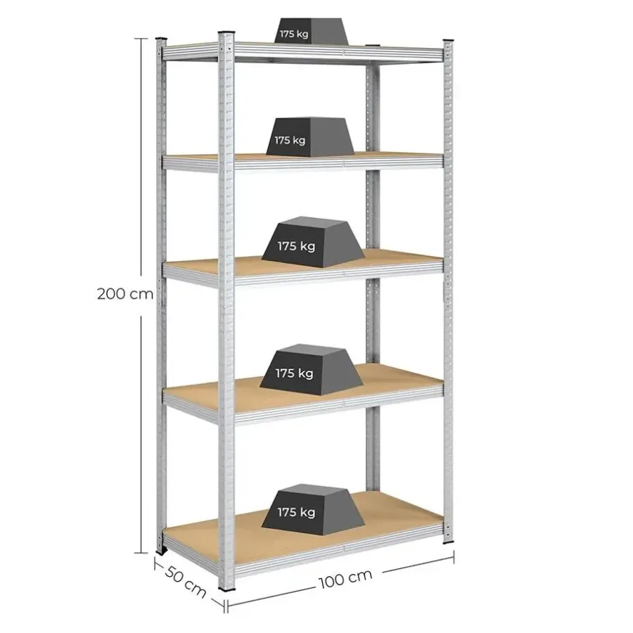 Stellingkasten-Parya Bobbel Home - Kelderkast - 200 x 100 x 50 cm - Zilverkleurig