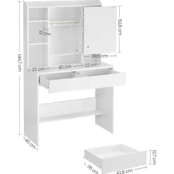 Kaptafels-Parya Home Bobbel Home - Moderne Witte Make-up tafel met Instelbare LED Verlichting