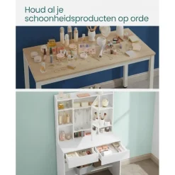 Kaptafels-Parya Home Bobbel Home - Moderne Witte Make-up tafel met Instelbare LED Verlichting