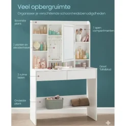 Kaptafels-Parya Home Bobbel Home - Moderne Witte Make-up tafel met Instelbare LED Verlichting