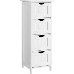 Ladekasten|Ladekasten-Parya Home Bobbel Home - Smalle Ladekast - 4 Lades - Hout - Wit