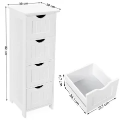 Ladekasten|Ladekasten-Parya Home Bobbel Home - Smalle Ladekast - 4 Lades - Hout - Wit