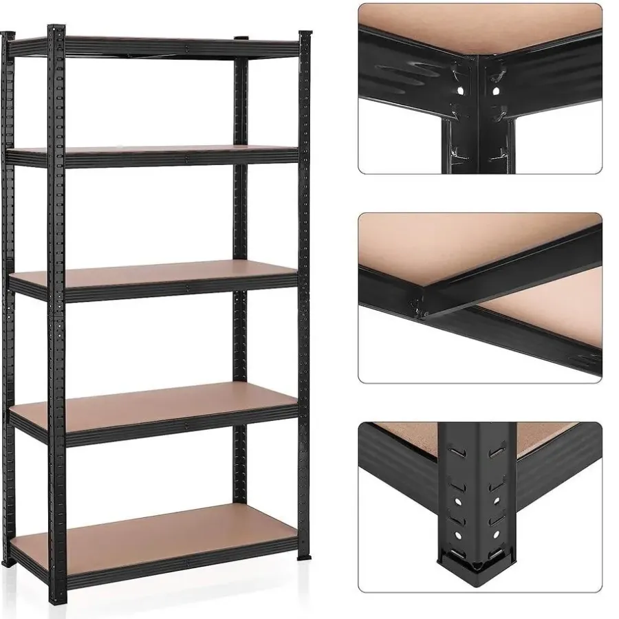 Bobbel Home - Stellingkast - 5 verstelbare planken - max 600kg - Zwart