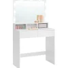 Kaptafels-Bobbel Home - Witte Kaptafel - Rechthoekige spiegel - Gloeilampen