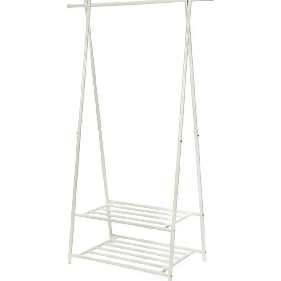Kledingrekken|Kledingrekken-Parya Home Bobbel Home kledingrek kapstok met 2 schoenplanken Wit