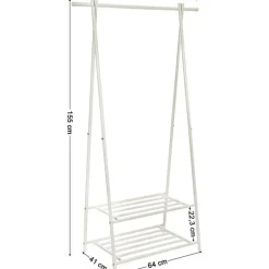 Kledingrekken|Kledingrekken-Parya Home Bobbel Home kledingrek kapstok met 2 schoenplanken Wit