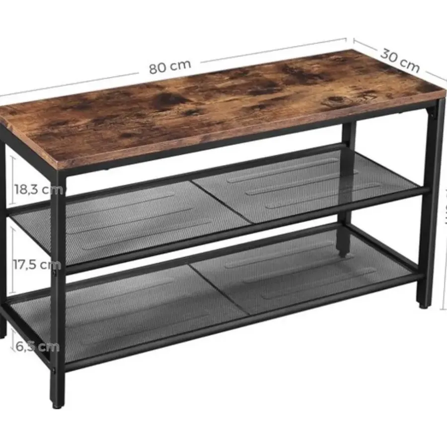 Songmics Bobbel Home Schoenenkast Met Zitje - 80 x 30 x 44.5 cm