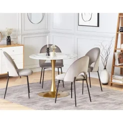 Beliani BOCA - Ronde eettafel - Wit/Goud - 90 cm - MDF