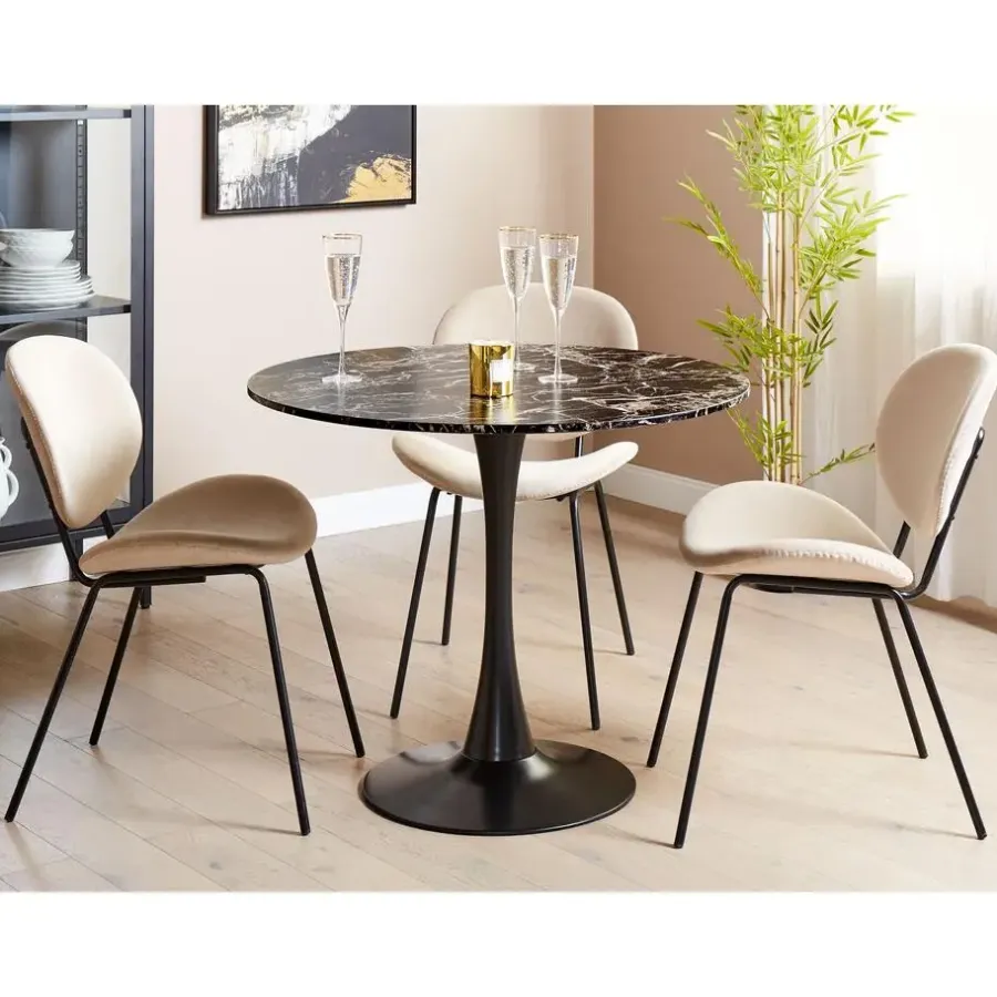 Beliani BOCA - Ronde eettafel - Zwart/Goud - 90 cm - MDF
