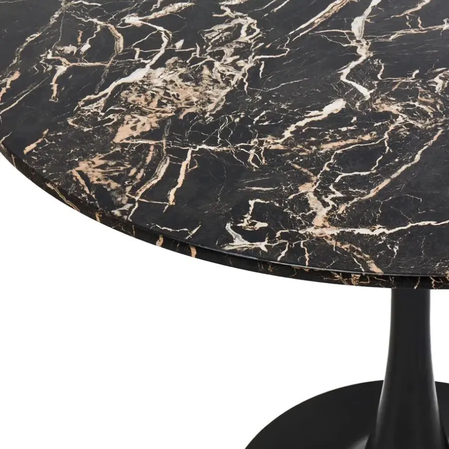 Beliani BOCA - Ronde eettafel - Zwart/Goud - 90 cm - MDF