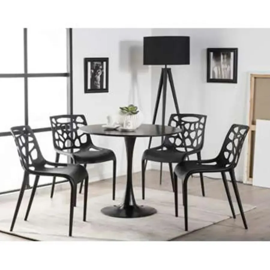 Ronde Eettafels-Beliani BOCA - Ronde eettafel - Zwart - 90 cm - MDF