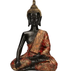 Merkloos Boeddha beeld - multikleur - zittend - polystone - 21 cm