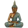 Beelden-Merkloos Boeddha beeld Shaman - kunststeen - goud/jade - 17 x 25 cm