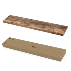 Wandplanken-ACAZA Boeken Plank van 120 cm lang, industrieel design, vintage bruin