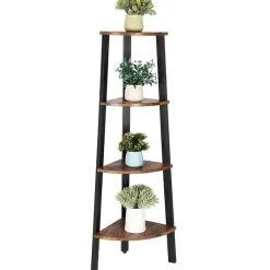 Merkloos Boekenkast - hoekkast - 4 legplanken - 34x125x34 cm - vintage bruin