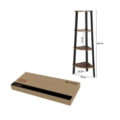 Merkloos Boekenkast - hoekkast - 4 legplanken - 34x125x34 cm - vintage bruin
