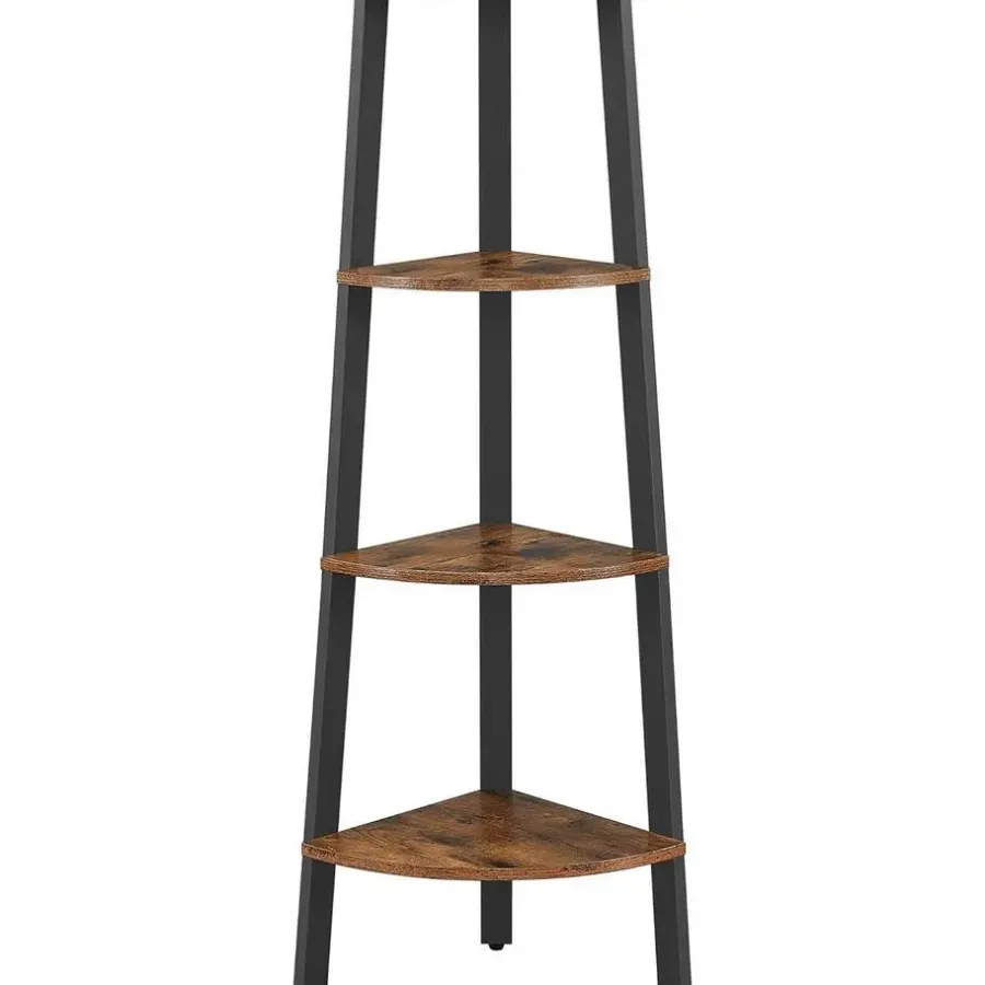 Merkloos Boekenkast - hoekkast - 4 legplanken - 34x125x34 cm - vintage bruin