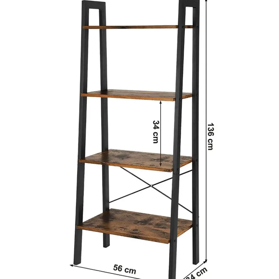 Boekenkasten|Boekenkasten-Merkloos Boekenkast - industriële look - 56x137x34 cm - vintage bruin