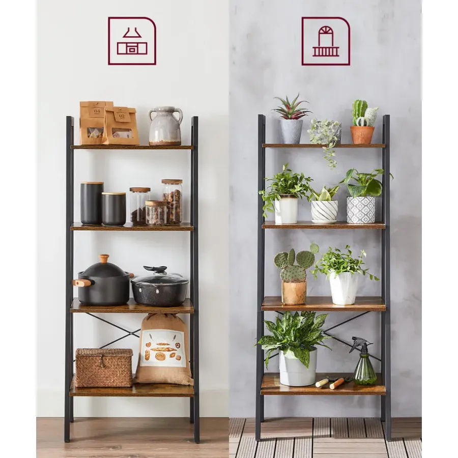 Boekenkasten|Boekenkasten-Vasagle Boekenkast - Vintage Kast - 137,5 x 56 x 34 CM