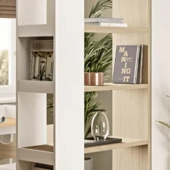 Leen Bakker Boekenkast Ellana 7 open vakken-lichte eik/wit