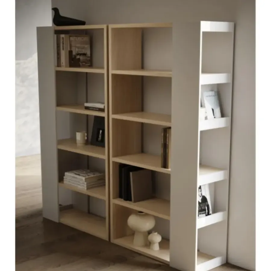 Leen Bakker Boekenkast Ellana 7 open vakken-lichte eik/wit