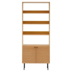 Boekenkasten|Boekenkasten-House Nordic Boekenkast Naturel Eikenfineer - 80x30x200cm - Kyoto