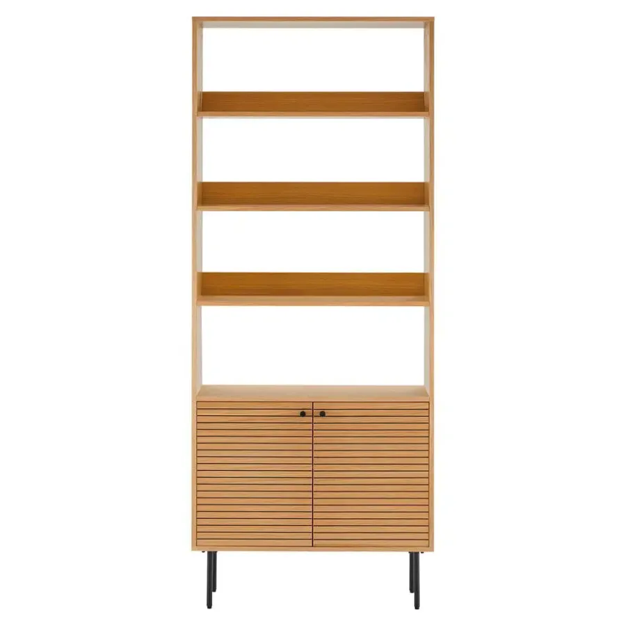 Boekenkasten|Boekenkasten-House Nordic Boekenkast Naturel Eikenfineer - 80x30x200cm - Kyoto
